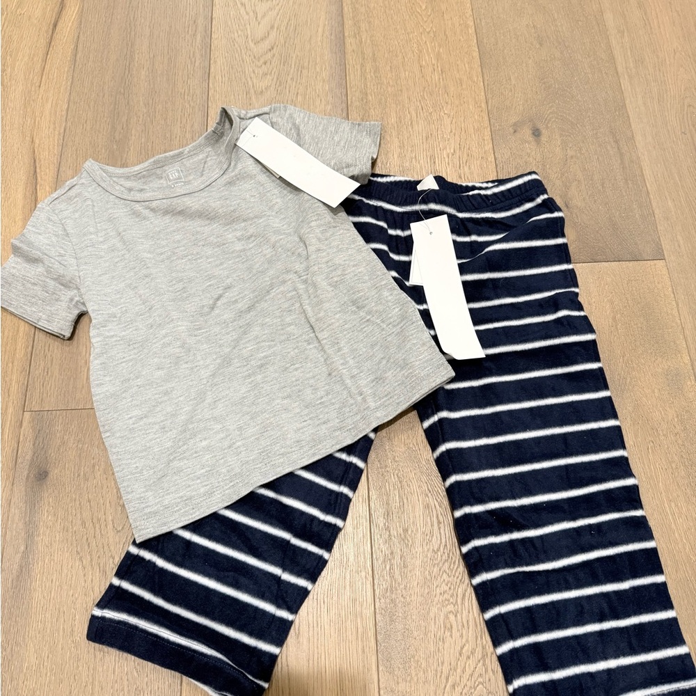 NWT Gap Gray and Navy Striped Kids Pajama Set